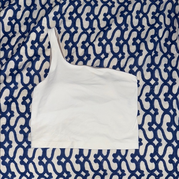 lululemon athletica Tops - Lululemon Athletica White Asymmetrical Crop Tank Top